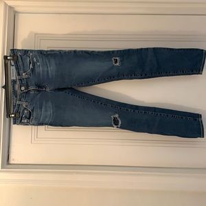 AG woman’s denim distressed super skinny ankle jeans